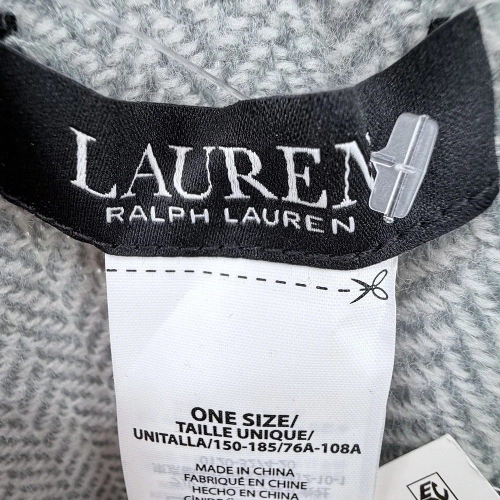 NEW Lauren Ralph Lauren Herringbone Windowpane Reversible Ruana Poncho Cape Wrap